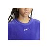 Nike Sportbekleidung Logo Besticktes Rundhals Kurzarm T-Shirt Damen Tops Blau DQ5946-430