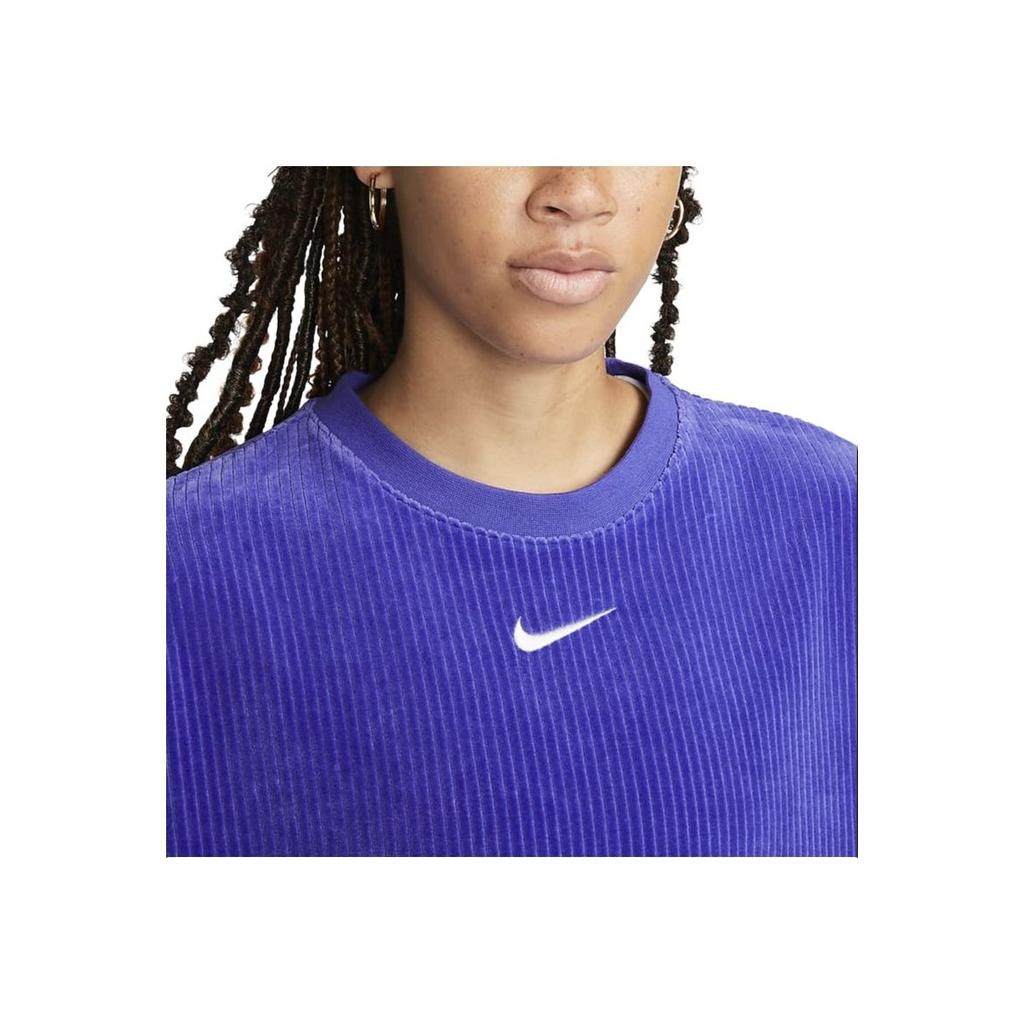 Nike Sportbekleidung Logo Besticktes Rundhals Kurzarm T-Shirt Damen Tops Blau DQ5946-430