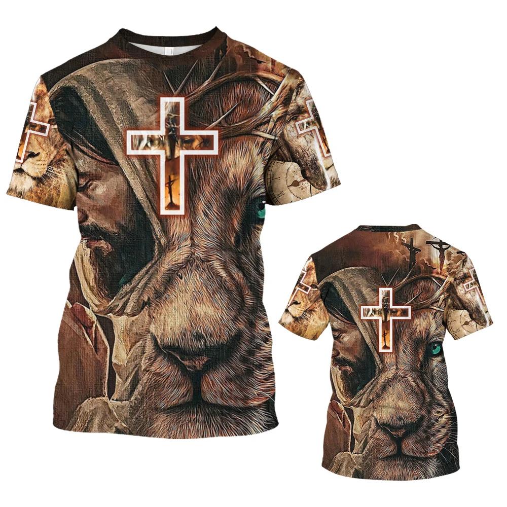 Christian Jesus Men's T Shirt Top 3D Print Oversized Short Sleeve Tees Harajuku Streetwear Summer Men's T-shirt Men Clothes