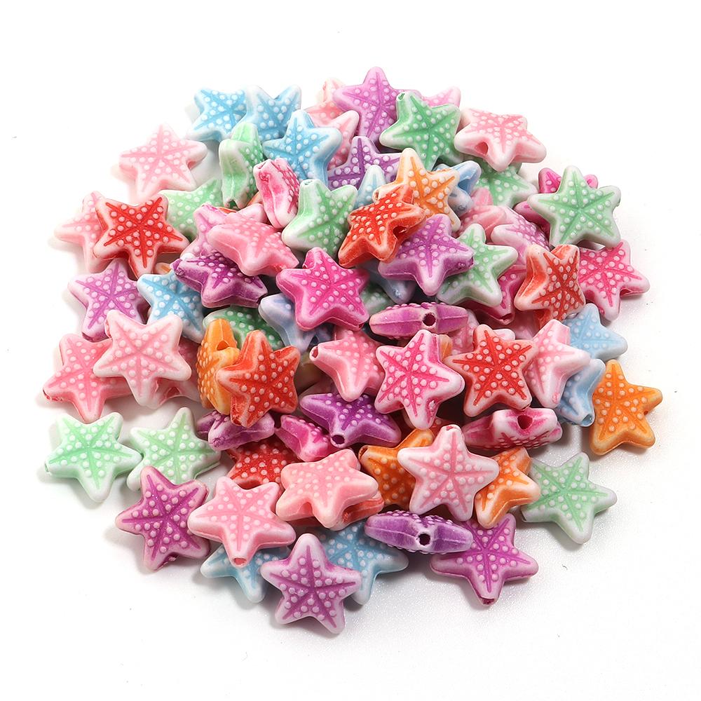 200pcs/lot Multiple Styles Plastic Beads Cat Flower Star Fish Shell Beads Loose Spacer Beads For Jewelry Making DIY Accessories