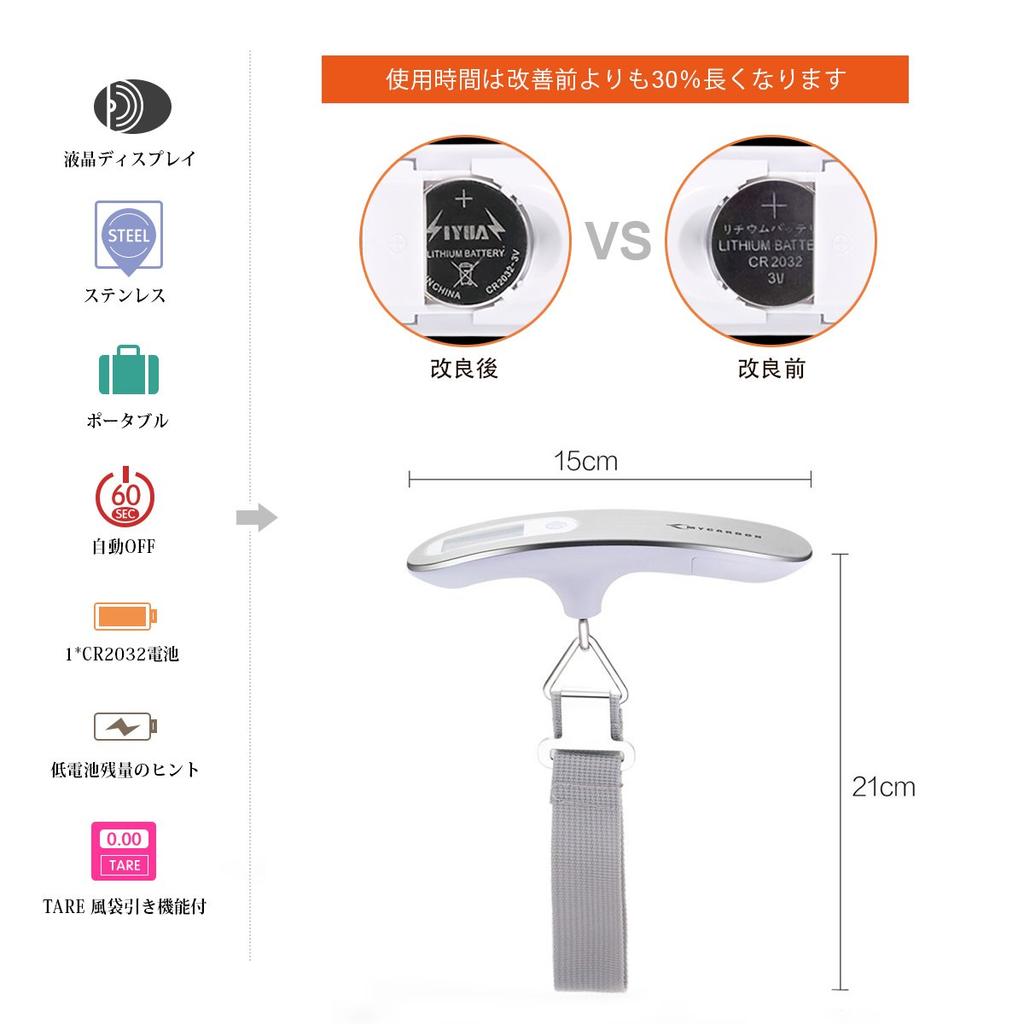 MYCARBON Luggage Travel Digital Scale for Portable Digital Scale with Stainless Steel Weighs Up To Hanging Luggage Ideal for and Home with Tare
