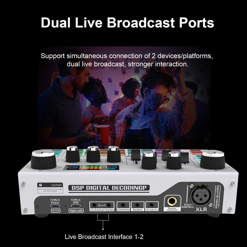 Placa de som externa X7 ao vivo, placa de mixagem de áudio, para transmissão ao vivo de música, gravação de karaokê e canto