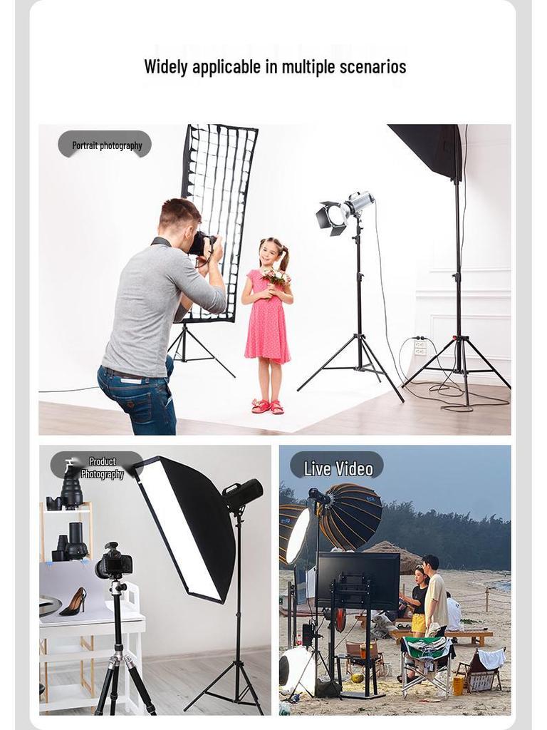 Suporte de Luz para Fotografia Ajustável de 2,8m com Suporte de Mola para Softbox e Flash