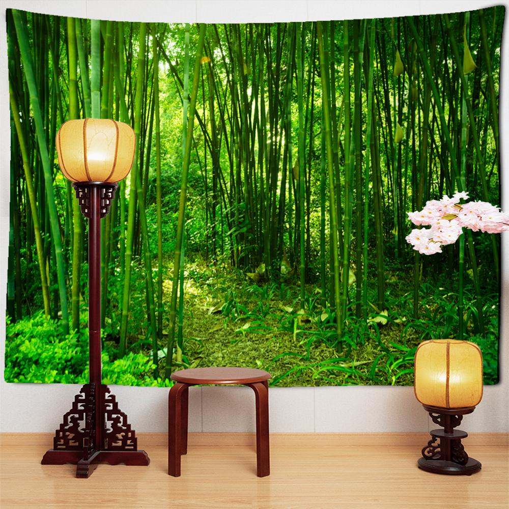 Bamboo Forest Trail Tapestry Wall Hanging Natural Scenery Bohemian Art Hippie Tapiz Dormitory Home Decor