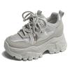 Breathable Chunky Platform Sneakers Women Lace-Up Thick Bottom Vulcanied Shoes Female Fashion Patchwork Non-Slip Casual Shoes
