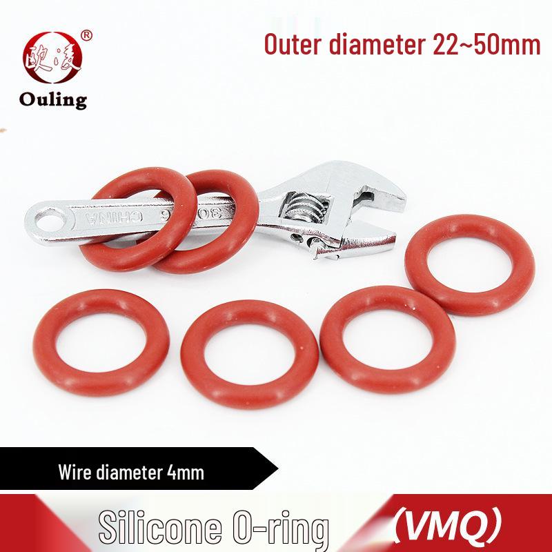 Red 4mm Silicone O-ring, Temperature Resistant, Waterproof, Eco-friendly, Elastic, Available in 22/30/48/50mm Outer Diameters. 22mm OD x 4mm (5pcs) Red Silicone O-ring