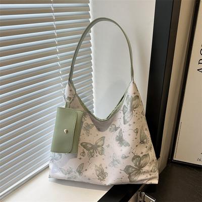Printed Butterfly Large Capacity Ladies 2025 Summer Personality New Foreign Style Leisure Commuter Tote Shoulder Underarm Bag