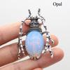 1Pc, Natural Stone Shell Beetle Pendant Brooch, Aura Healing Crystal Quartz Jade Gems Charms Brooch Pin for Jewelry Making DIY Halloween Crafts Gifts