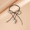 Necklace Big Love-Heart Charm Clavicle Chain Adjustable Wax Rope Chain Necklace