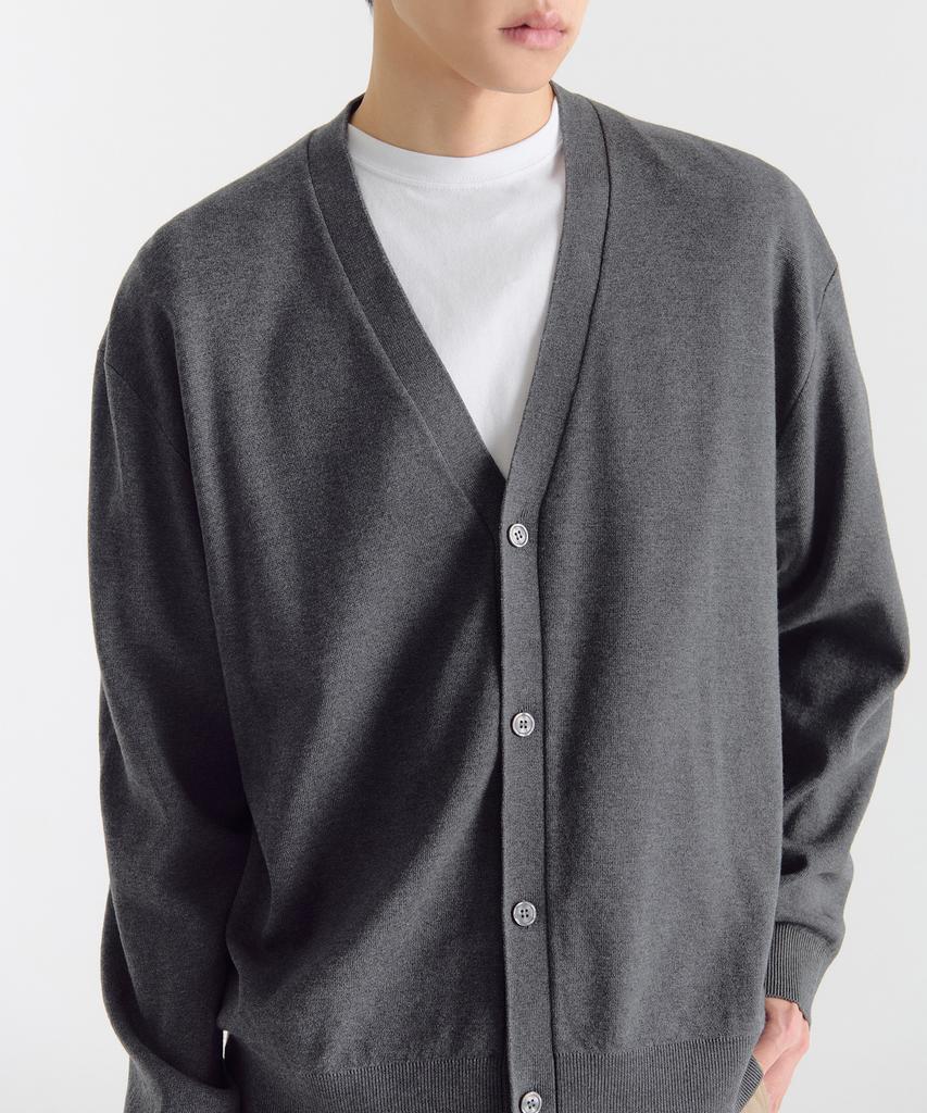 Musinsa Standard Cotton Tencel Essential Cardigan [Medium Gray]