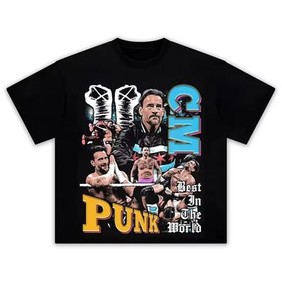 Wrestler CM Punk Vintage Style Graphics 100%Cotton Tshirt Unisex 2026 Summer New Fashion Short Sleeve Men's Shirt Sweatshirt