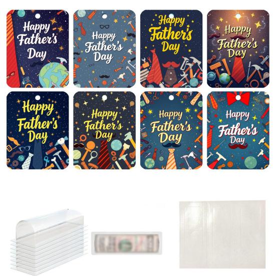 

8 Pcs Father s Day Money Holder Ornaments Cash Money Holder Card with Plastic Cover And Adhesive DIY Father s Day Appreciation Gift J