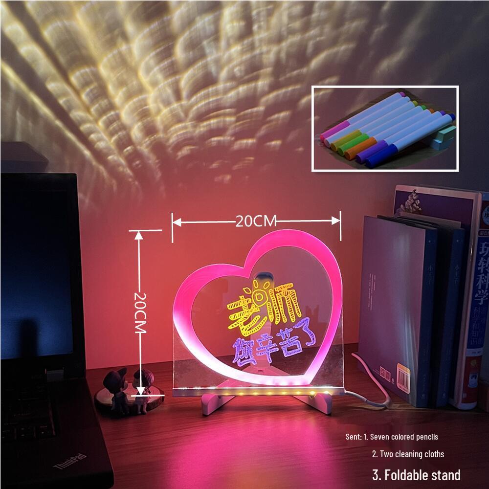 Erasable LED Luminous Acrylic Writing Board - Transparent & Fluorescent Blackboard/Whiteboard for Desktop Advertising.