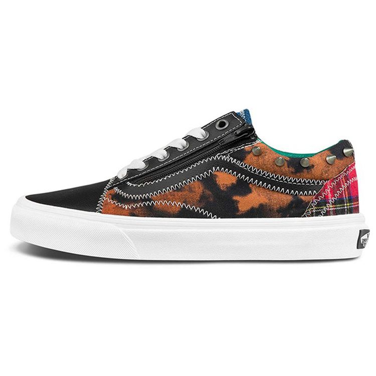 Vans Old Skool Zip Faded Patchwork Low Top Skate Shoes Unisex Sneakers Brown Black VN0A34939GB