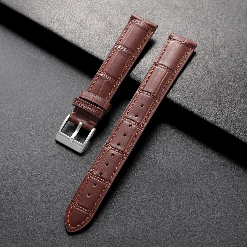 18mm Genuine Cowhide Watch Strap Universal Band Pin Buckle Butterfly Clasp Band Soft Wrist Watchband Bracelet Watch Accessories