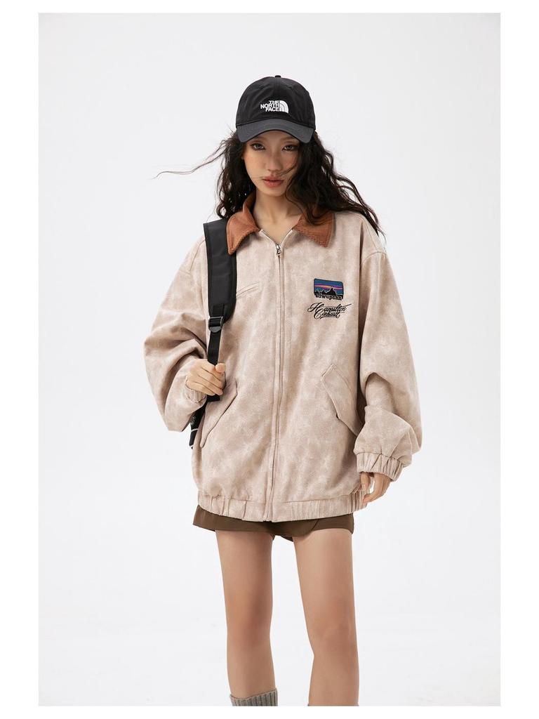 Women's Retro Baseball Jacket: Spring/Autumn Loose-Fit Pilot Design