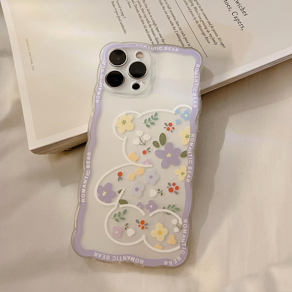 Cute Flower Bear Case for iPhone 14 iPhone 15 iPhone 16 Pro Max