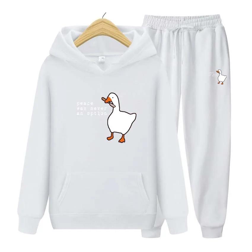 Peace Was Never An Option Two Piece Set  Printing Men Womens Hoodies Tracksuits Jogger Pants Thick Warm Clothes Men