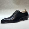 Men's Italian Style Luxury Genuine Leather Derby Shoes Pointed Toe Handmade Formal Oxford Lace-up Brogues
