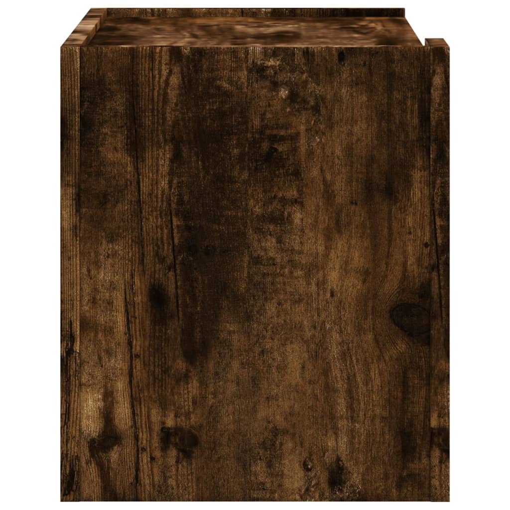 Wall Mounted Nightstand in Smoked Oak Finish 45 x 30 x 35 cm