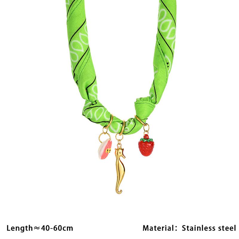 Handmade Twisted Rope Print Bandana Necklace Light Luxury Stainless Steel Shells Beach Wind Pendant Women Jewelry Gift