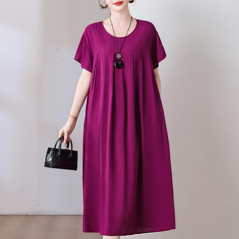 Plus Size Loose Vintage Print Langes Kleid für Damen Lässige Kurzarm-Sommer-Damenkleider