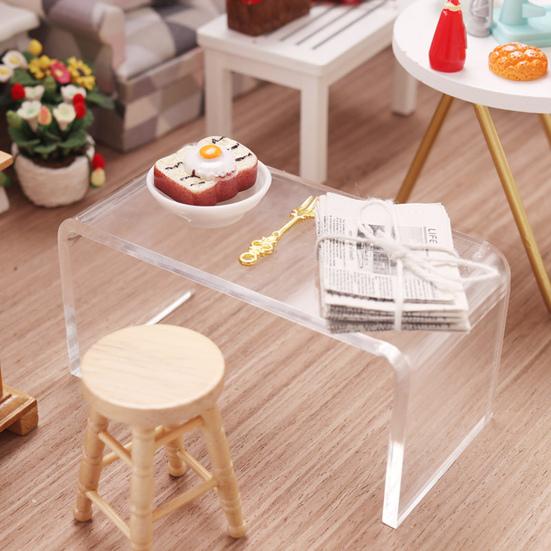 Sturdy Bathroom Accessory Lovely Smell-less Dollhouse Miniature Furniture Coffee Table Miniature Clear Table