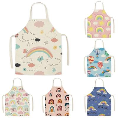 Summer Rainbow Sun Abstract Pattern Apron Adult Sleeveless Kitchen Men And Women Home Baking Waist Bib