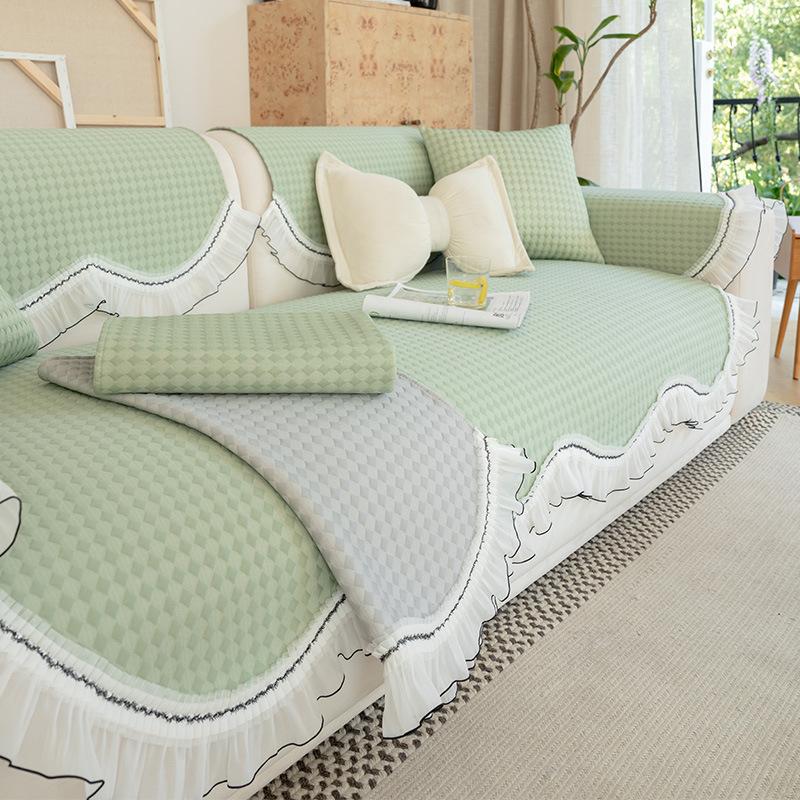 

Cool Doudou Special-Shaped Sofa Cushion Summer New Straight-Row Sofa Mat Seat Cushion Fixed Non-Slip Cover Cloth Towel 90*70cm