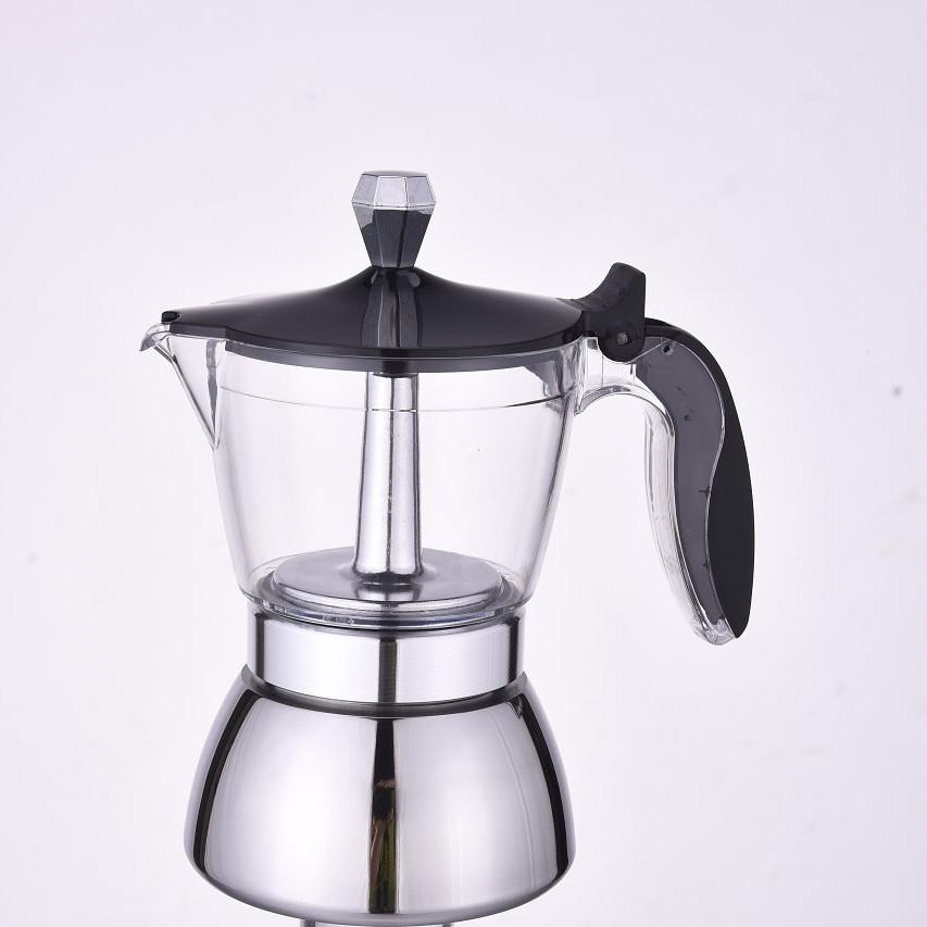 200ML/300ML Portable Transparent Visible Mocha Pot Household Brewing Coffee Pot Stainless Steel Espresso Maker