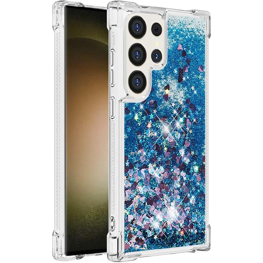 Compatible with Samsung Galaxy S24 Ultra Liquid Case Glitter Cute Clear Phone Case Shiny Quicksand Shockproof Protective Soft TPU Girly Women Case