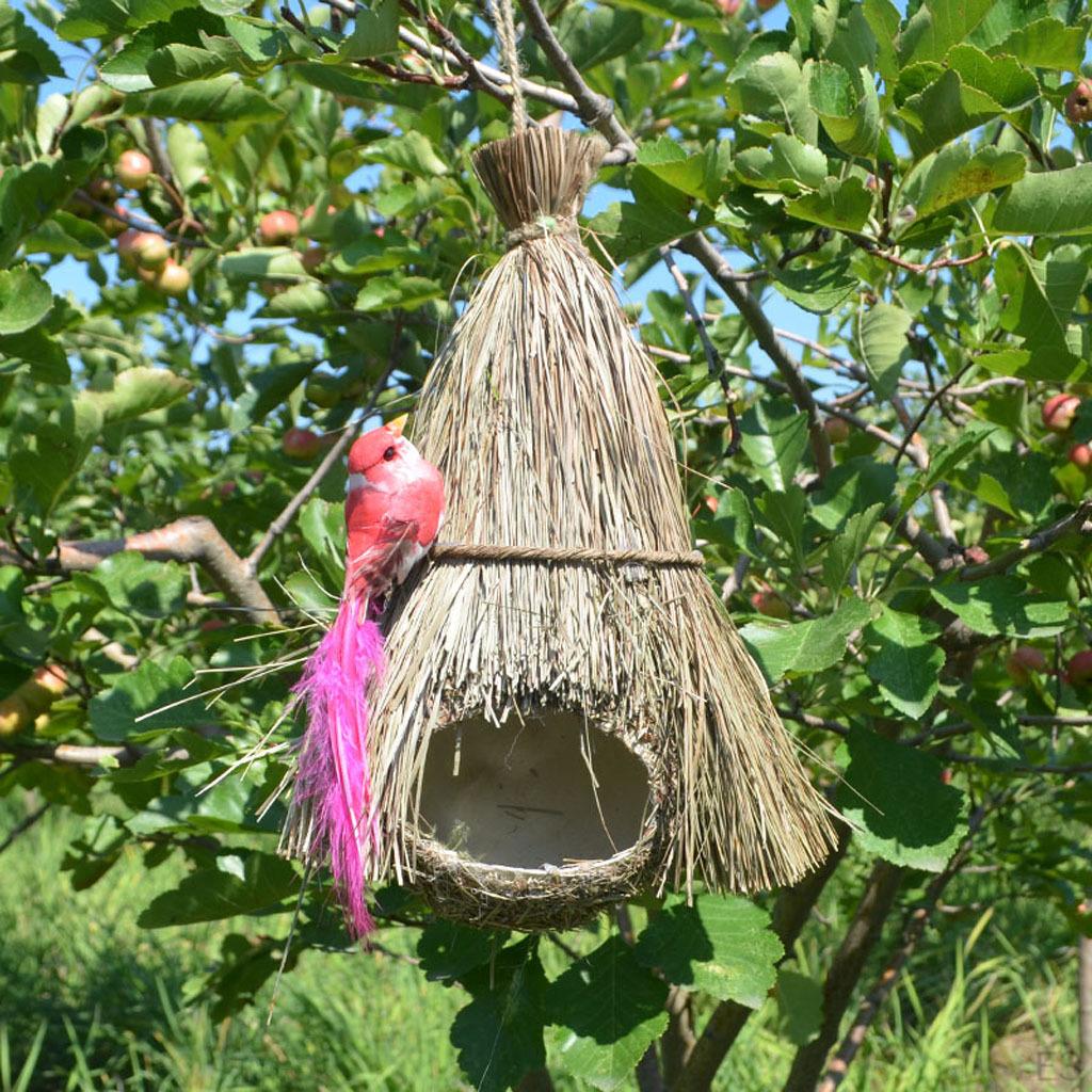 Naturalne Pudełko Lęgowe Gniazdo Ptaka Trawa Dzikiego Kanarek Finch Budgie Dom