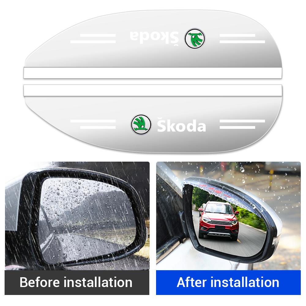 LZIE8 2 Stück Für Skoda Octavia Superb Fabia Rapid Kodiaq Scala Auto Styling Rückspiegel Regenschutz Augenbrauenabdeckung Aufkleber Zubehör