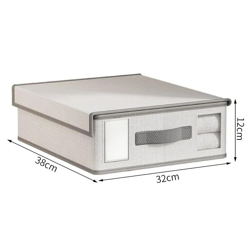 Foldable Thick Fabric Bedding Storage Box - Zippered Organizer with Window for Sheets & Blankets (Closet Use)