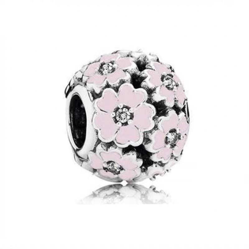 Nuova Perla Charms Fai da Te Rosa Fiore di Ciliegio per Braccialetti Collane Gioielli da Donna