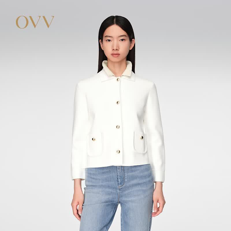 OVV Women s Classic Collared Knit Cardigan S