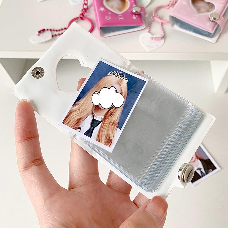 Pockets Portable Keychain Jewelry Photos Holder 1/2 Inch Mini Photo Albums For Photos Cards Small Album Book Photocard Holder