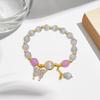 Women Bracelet with Elastic Cord Butterfly Pendant Tassel Faux Opal Contrast Color Good Fortune Symbolization Bestie Birthday Gift Wrist Jewelry