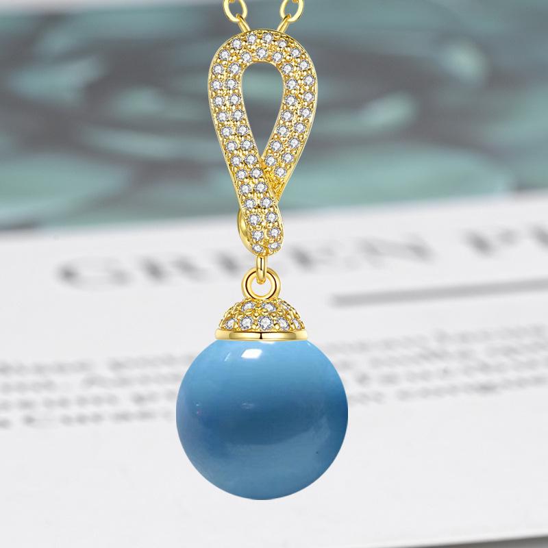 Zircon-Set Imitation White Pearl & Multicolor Shell Pendant Necklace - Women's Fashion Clavicle Chain