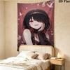 Kurumi Wall Tapestry Aesthetic Wall Hanging Printed Fabric Blanket Decorative Tapestries For Bedroom Living Room Home Decor