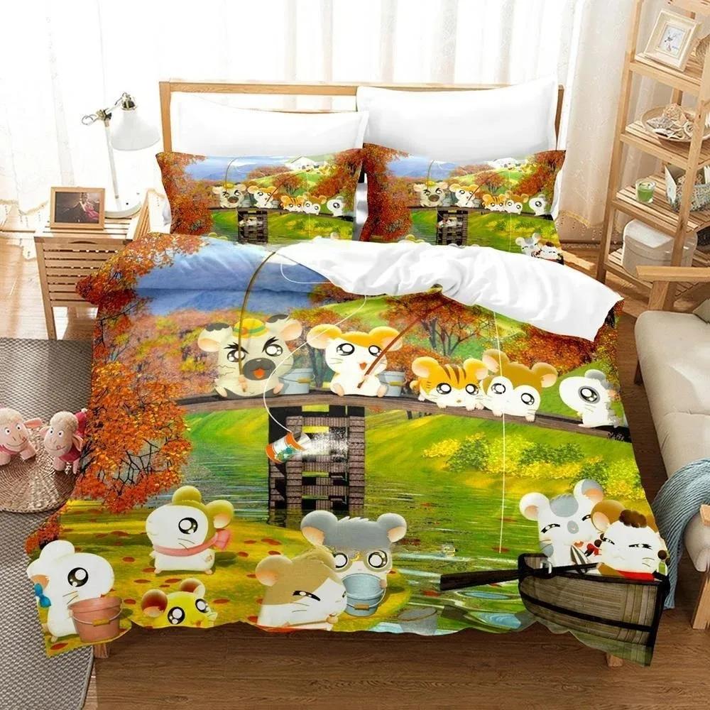 3D Printed Cartoon Animal Hamtaro Bedding Set Single Twin Full Queen King Size Bed Set Adult Kid Bedroom Duvet Cover Sets