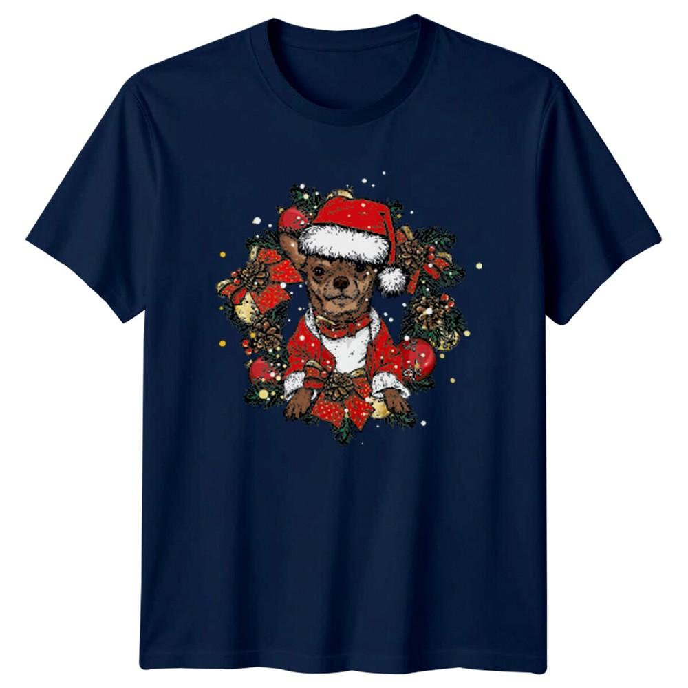 Chihuahua Dog Christmas Wreath Holiday Unisexs TShirt Unisexs Tee Graphic Top