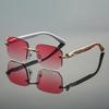 KAMMPT Lunettes de soleil carrées sans monture Homme Mode Dégradé Multicolore Décor Nuances Femme Tendance Chic Design Marque de Luxe Lunettes de soleil