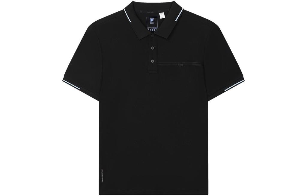 Men's FILA Polo Shirts Men's Black Polo Collar Moderate Straight Fit