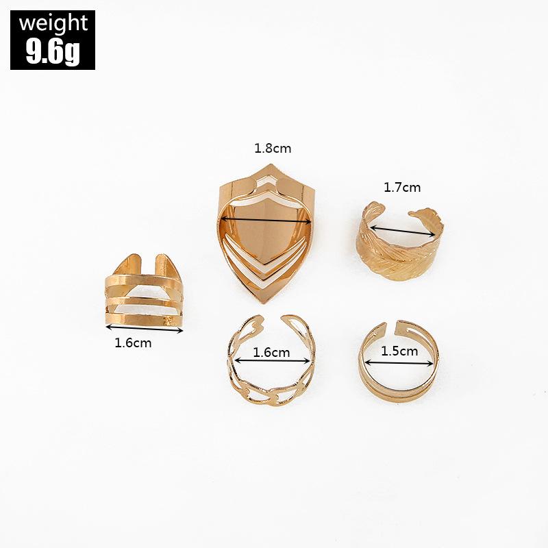 5 Stück/Set Damen Retro Blätter Herzförmig Geometrisch Hohl Knöchelring Punk Stil Mädchen Geschenk Schmuck Zubehör