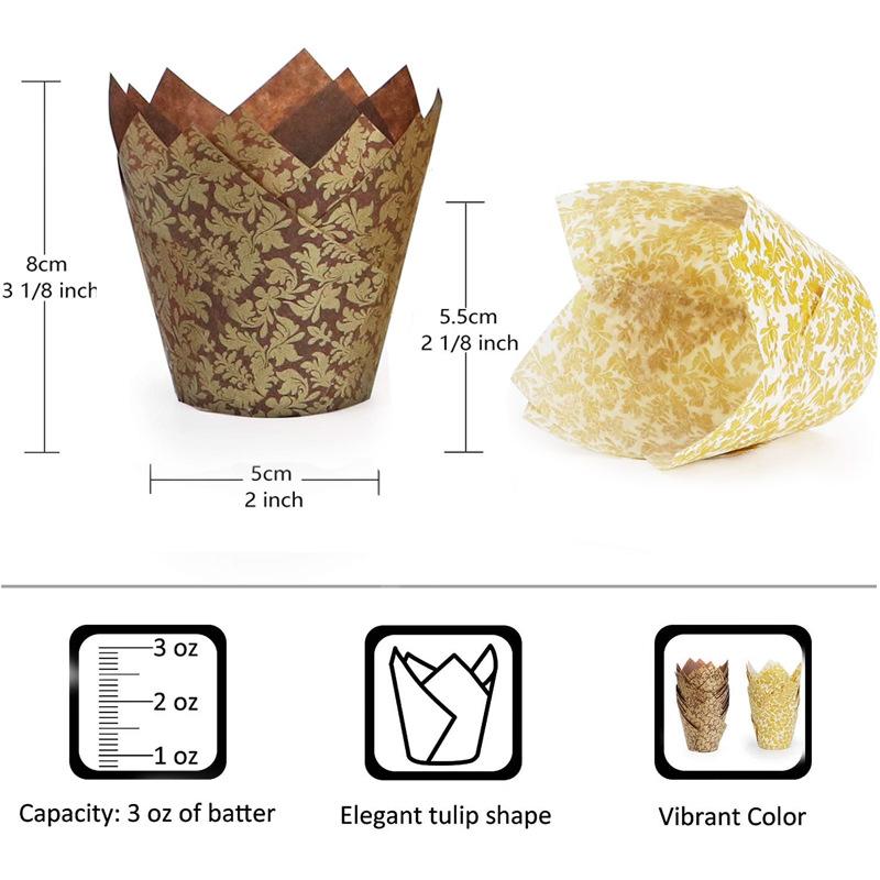 Tulip Cupcake Wrapping Paper Bake Resistant Oil Resistant Bread Paper Holder Leaf Paper Cup Golden Leaf Goblet Of Fire