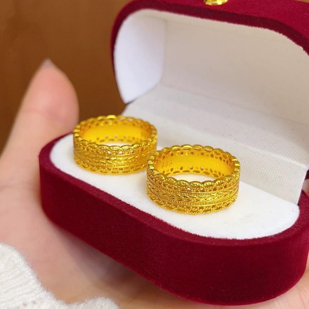 Elegant Sandy Gold Filigree Ring Weave Design Ancient Ring Classic Banquet Jewelry Party
