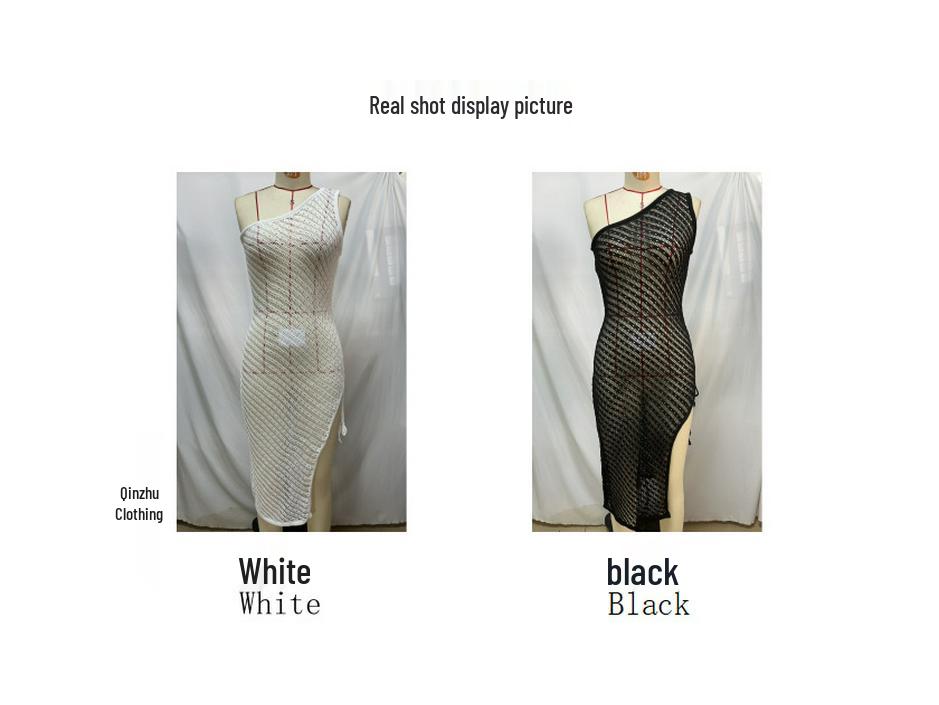 2024 New Beach Style Sexy Slit Long Dress Bikini Cover-Up Hollow-Out Cardigan for Women