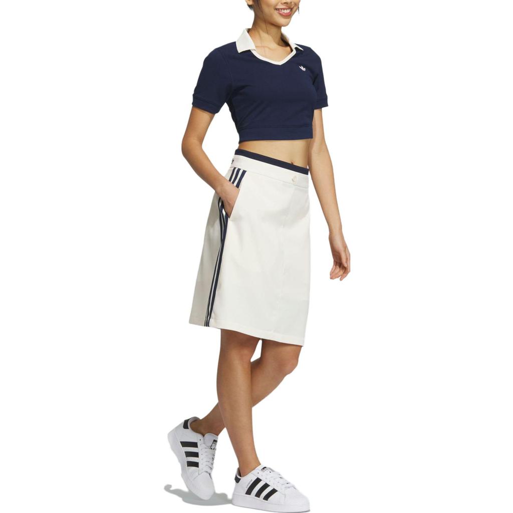 adidas Originals X Συνεργασία Χωρίς Τίτλο Φθινόπωρο/Χειμώνας 23 Μονόχρωμη Τρεις Ρίγες Χαμηλή Μέση Φερμουάρ Αθλητική Casual Φούστα Γυναικείες Φούστες Εκρού IN1076