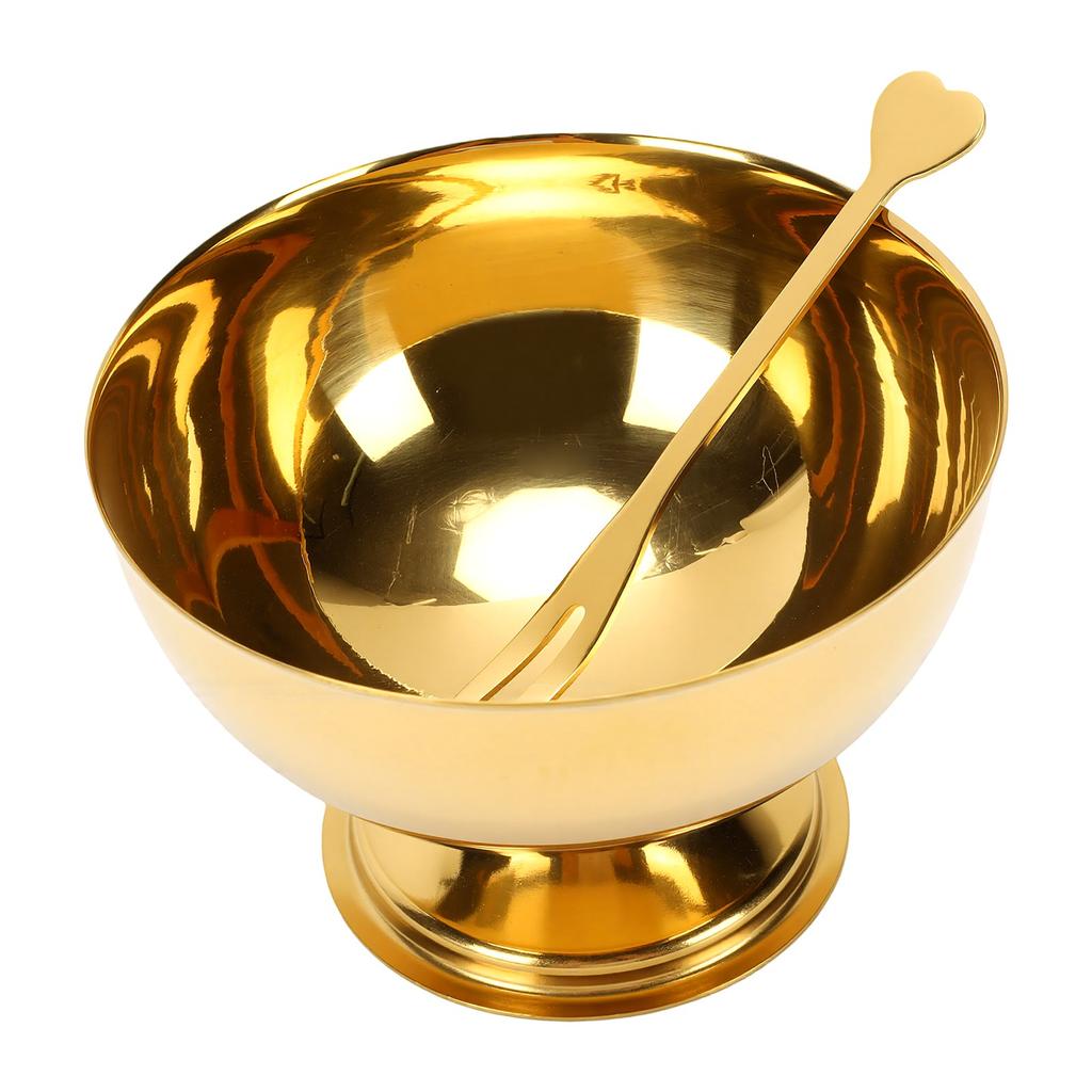 Stainless Steel Ice Cream Cup Dessert Bowl with Fork for Fruit Ice Cream Pudding Sauce Medium